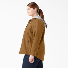 Women's Plus Duck Hooded Shirt Jacket