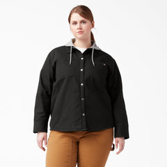 Women's Plus Duck Hooded Shirt Jacket