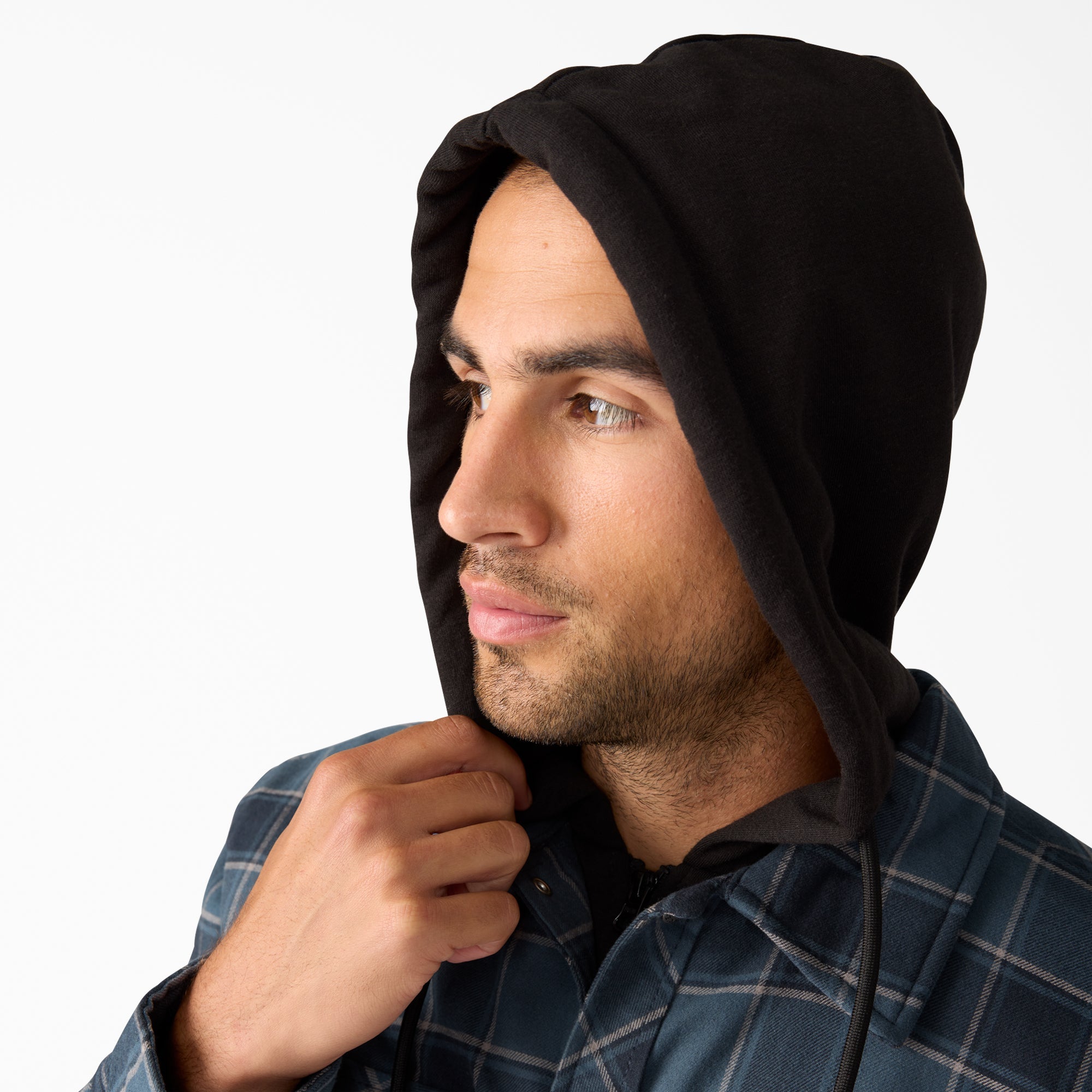 Water Repellent Flannel Hooded Shirt Jacket