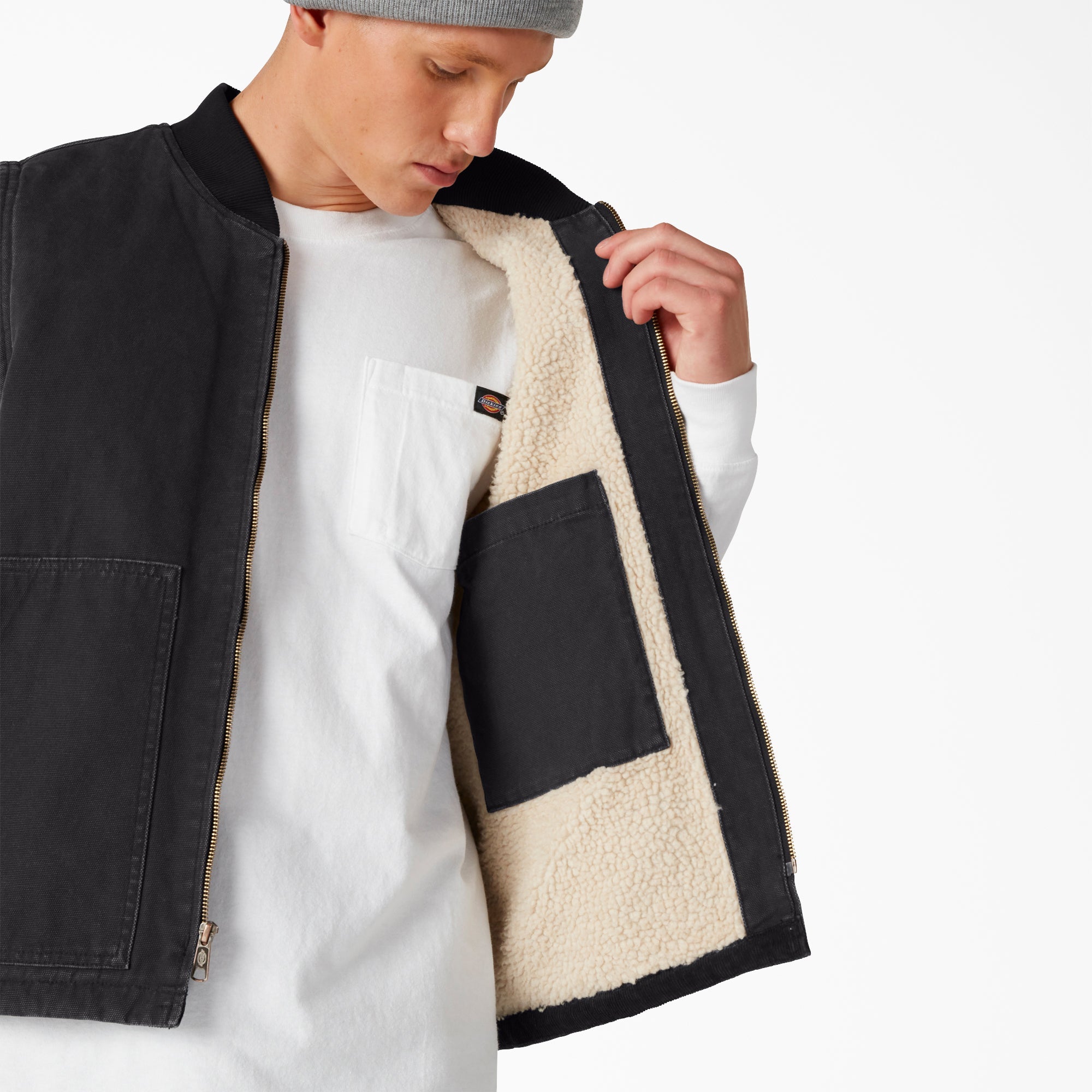 Stonewashed Duck High Pile Fleece Lined Vest